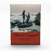 Verloving Couple's Photo and Name Rustic Oranje Fotoblokken (Voorkant)