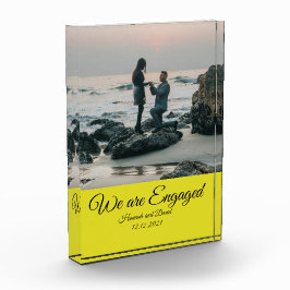 Verloving Couple's Photo and Name Yellow Fotoblokken