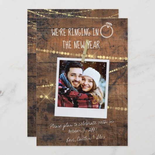 Verloving dat in Nieuw Jaar belt sparen de Datum (Voorkant / Achterkant)