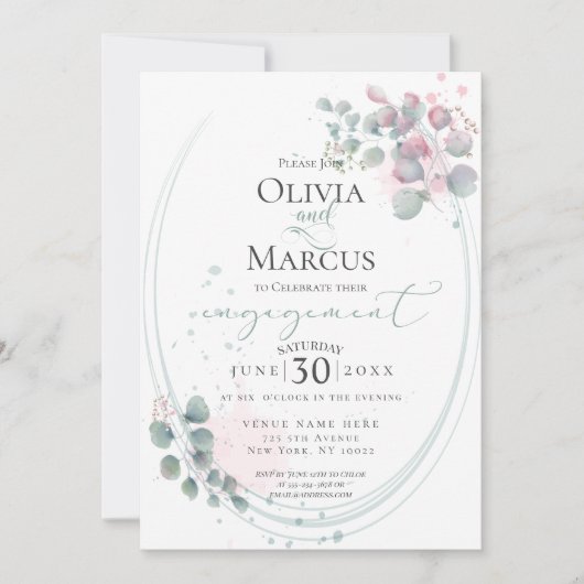 VERLOVING | De moderne Waterverf Eucalyptus Foliag Kaart (Voorkant)