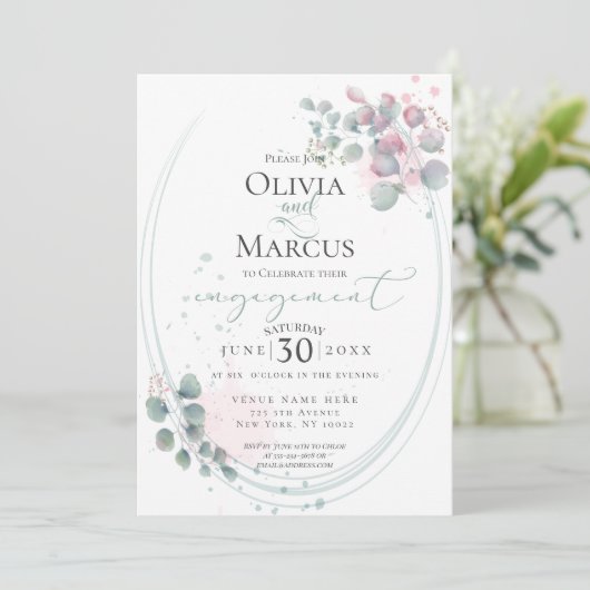 VERLOVING | De moderne Waterverf Eucalyptus Foliag Kaart (Staand voorkant)