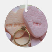 Verloving Diamond Ring Glas Ornament (Achterkant)