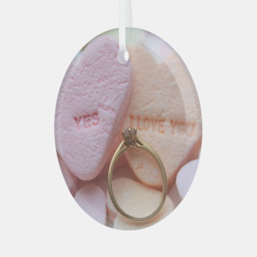 Verloving Diamond Ring Glas Ornament (Voorkant links)