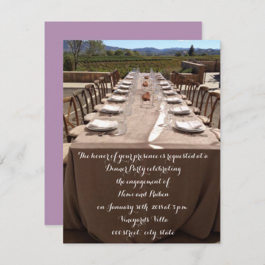 Verloving Dinner Party Invitation Kaart (Voorkant / Achterkant)