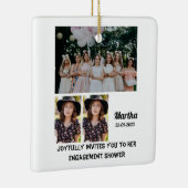 Verloving douche Aangepast 3 Foto collage Keramisch Ornament (Rechts)