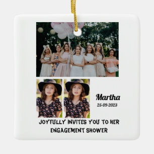 Verloving douche Aangepast 3 Foto collage Keramisch Ornament