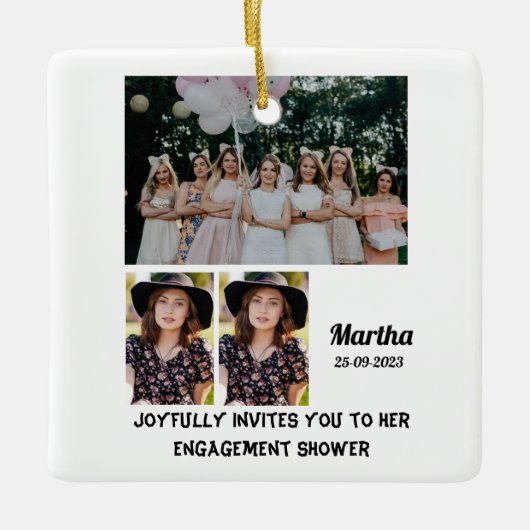 Verloving douche Aangepast 3 Foto collage Keramisch Ornament (Voorkant)