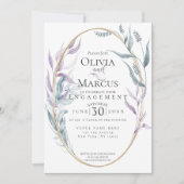 Verloving | Dusty Blue en Violet Foliage Kaart (Voorkant)