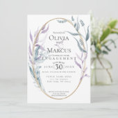 Verloving | Dusty Blue en Violet Foliage Kaart (Staand voorkant)