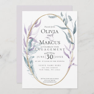 Verloving   Dusty Blue en Violet Foliage Kaart