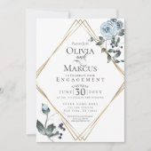 VERLOVING | Dusty Blue Waterverf Floral Kaart (Voorkant)