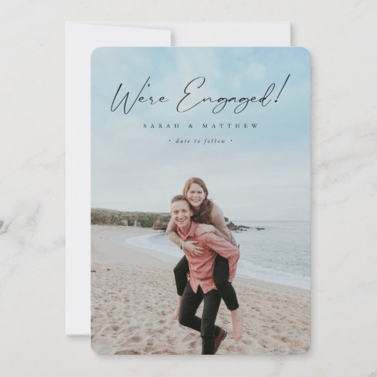 Verloving Elegant Black Hand Geschreven met zwart  Aankondiging (Voorkant)