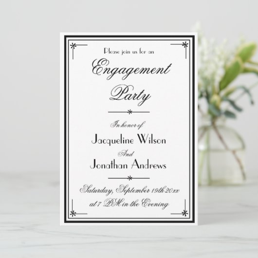 Verloving Elegant Classic Script Engagement Party Kaart (Staand voorkant)