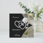 Verloving Elegant Elegant Black White Roos 2 Kaart (Staand voorkant)