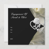Verloving Elegant Elegant Black White Roos 2 Kaart (Achterkant)