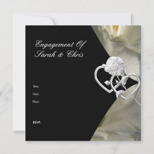 Verloving Elegant Elegant Black White Roos 2 Kaart (Achterkant)