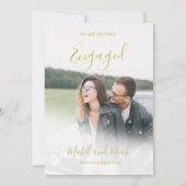 Verloving Elegant Gold Photo Overlay Uitnodiging (Voorkant)