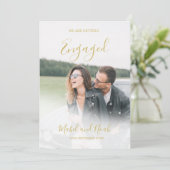 Verloving Elegant Gold Photo Overlay Uitnodiging (Staand voorkant)