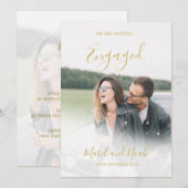 Verloving Elegant Gold Photo Overlay Uitnodiging (Voorkant / Achterkant)