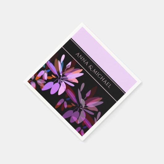 Verloving/Elegant Light Lila en Black Floral Servet (Hoek)