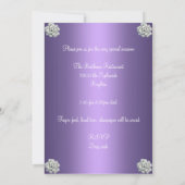 Verloving Elegant Paars Silver White Flower Kaart (Achterkant)