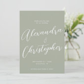 Verloving Elegant Sage Calligraphy Wedding Save The Date (Staand voorkant)