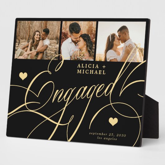 Verloving Elegant Script Fotonamen gepersonaliseer Fotoplaat (Zijkant)