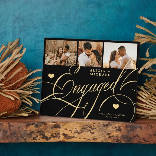 Verloving Elegant Script Fotonamen gepersonaliseer Fotoplaat (Zijkant)