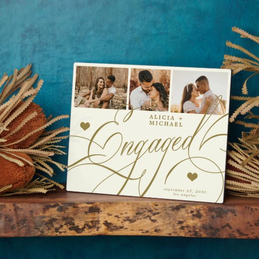 Verloving Elegant Script Fotonamen gepersonaliseer Fotoplaat (Zijkant)