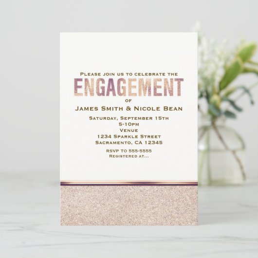 Verloving Faux Roos Gold Champagne Uitnodiging (Staand voorkant)