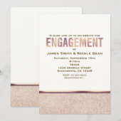 Verloving Faux Roos Gold Champagne Uitnodiging (Voorkant / Achterkant)