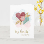 Verloving feliciteert Waterverf Two Hearts Kaart (Gele Bloem)