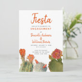 Verloving Fiesta Cactus Flowers Waterverf Script Kaart (Staand voorkant)