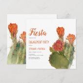 Verloving Fiesta Cactus Waterverf Floral Script Kaart (Voorkant / Achterkant)