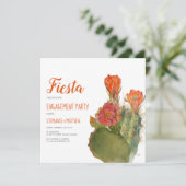 Verloving Fiesta Cactus Waterverf Floral Script Kaart (Staand voorkant)