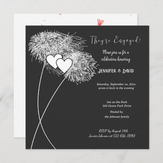 Verloving Fireworks Invitation Kaart (Voorkant / Achterkant)