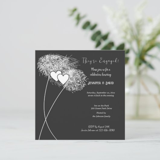 Verloving Fireworks Invitation Kaart (Staand voorkant)