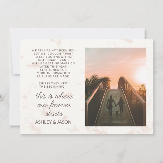 Verloving Foto aankondiging van onze voorgeschiede (Voorkant)