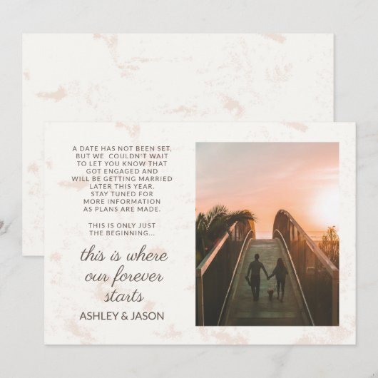 Verloving Foto aankondiging van onze voorgeschiede (Voorkant / Achterkant)