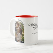 Verloving Foto beter samengevoegd Script Custom Tweekleurige Koffiemok (Voorkant links)