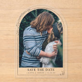 Verloving foto bruiloft bloemenboog Bewaar de datu Acryl Uitnodigingen (Voorkant)