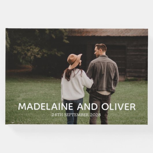 Verloving Foto Elegant Eenvoudige Keepsake Gastenboek (Voorkant)