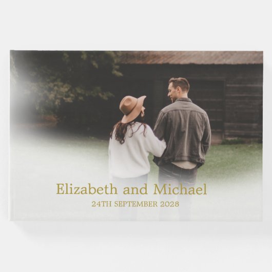 Verloving Foto Goud Elegant Keepsake Gastenboek (Voorkant)