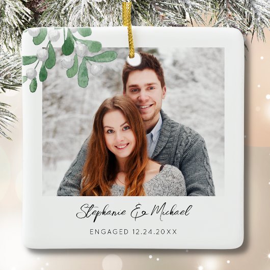 Verloving Foto Kerst Keramisch Ornament
