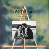 Verloving foto met zwarte kalligrafie acryl bord (Neutraal)
