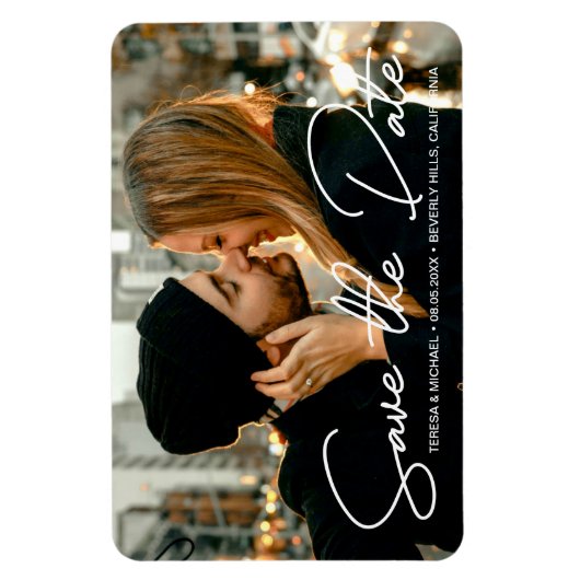 Verloving Foto Modern Opslaan datumscript Magneet (Verticaal)