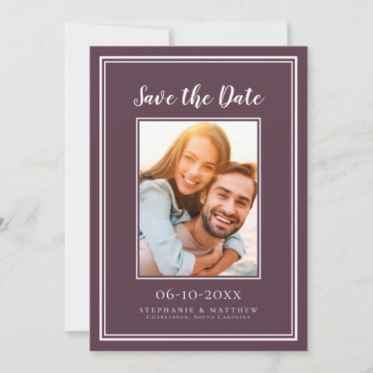 Verloving Foto Modern Simple Weddings Paars Save The Date (Voorkant)