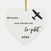 Verloving Foto, [Naam] vond zijn Co-Pilot & Plane Keramisch Ornament (Voorkant)