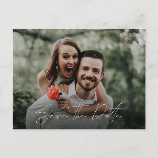 Verloving Foto QR Code Bruiloft Save the Date Aankondigingskaart (Voorkant)