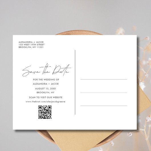 Verloving Foto QR Code Bruiloft Save the Date Aankondigingskaart